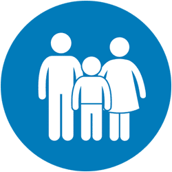 icon showing three silhouettes of people